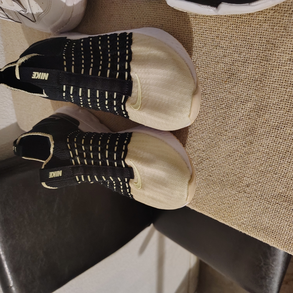Nike Black and Cream Slip-On Shoes